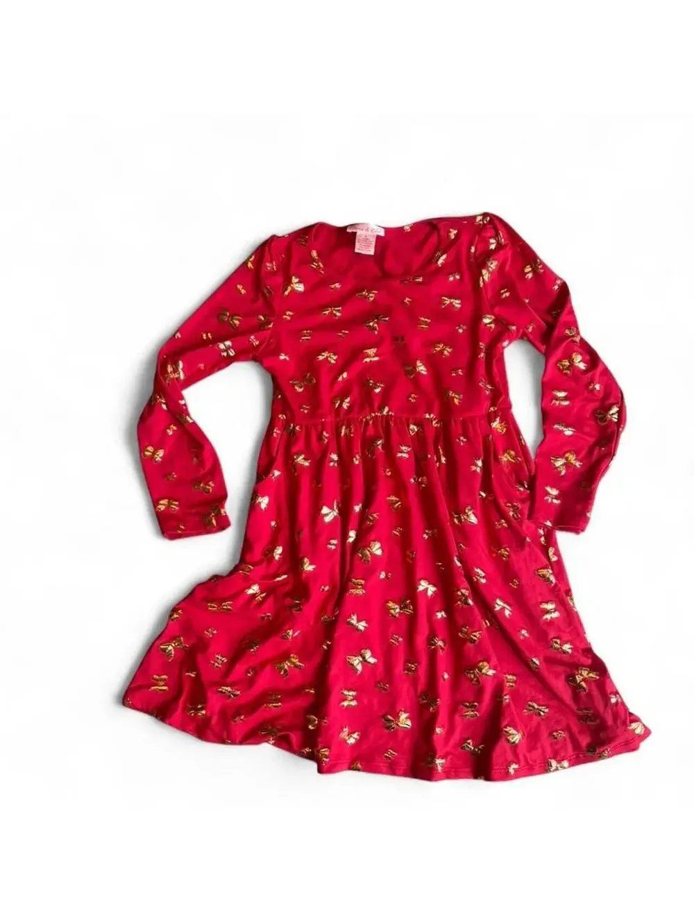 Girls Emma and Elsa Red & Gold Long Sleeve Dress Size12 Christmas Holiday